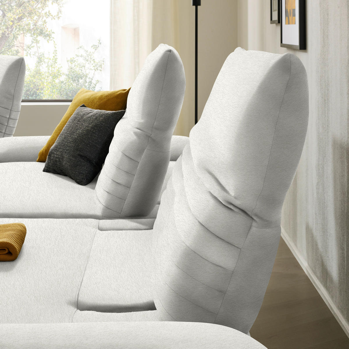 ECKSOFA  in Teddystoff Weiß  280/170-195 cm  - Schwarz/Weiß, Design, Textil/Metall (280/170-195cm) - Dieter Knoll