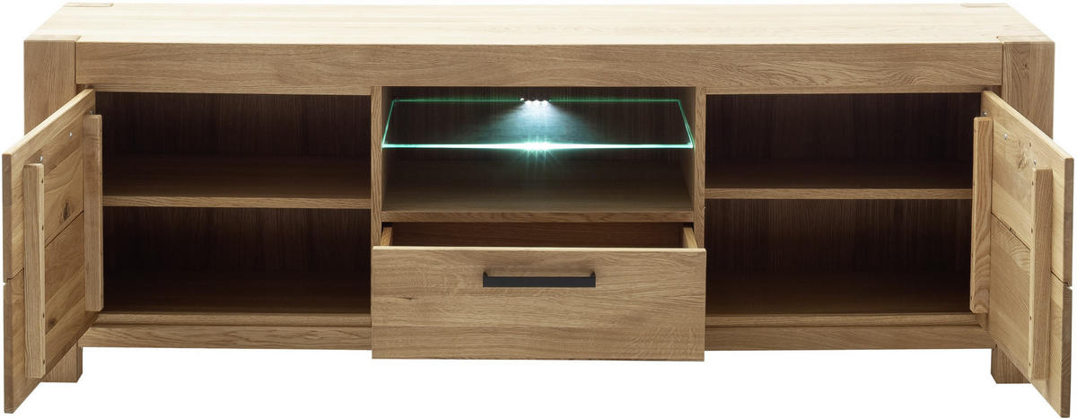 LOWBOARD  in 192/65/50 cm  - Wildeiche/Schwarz, Natur, Glas/Holz (192/65/50cm) - Carryhome