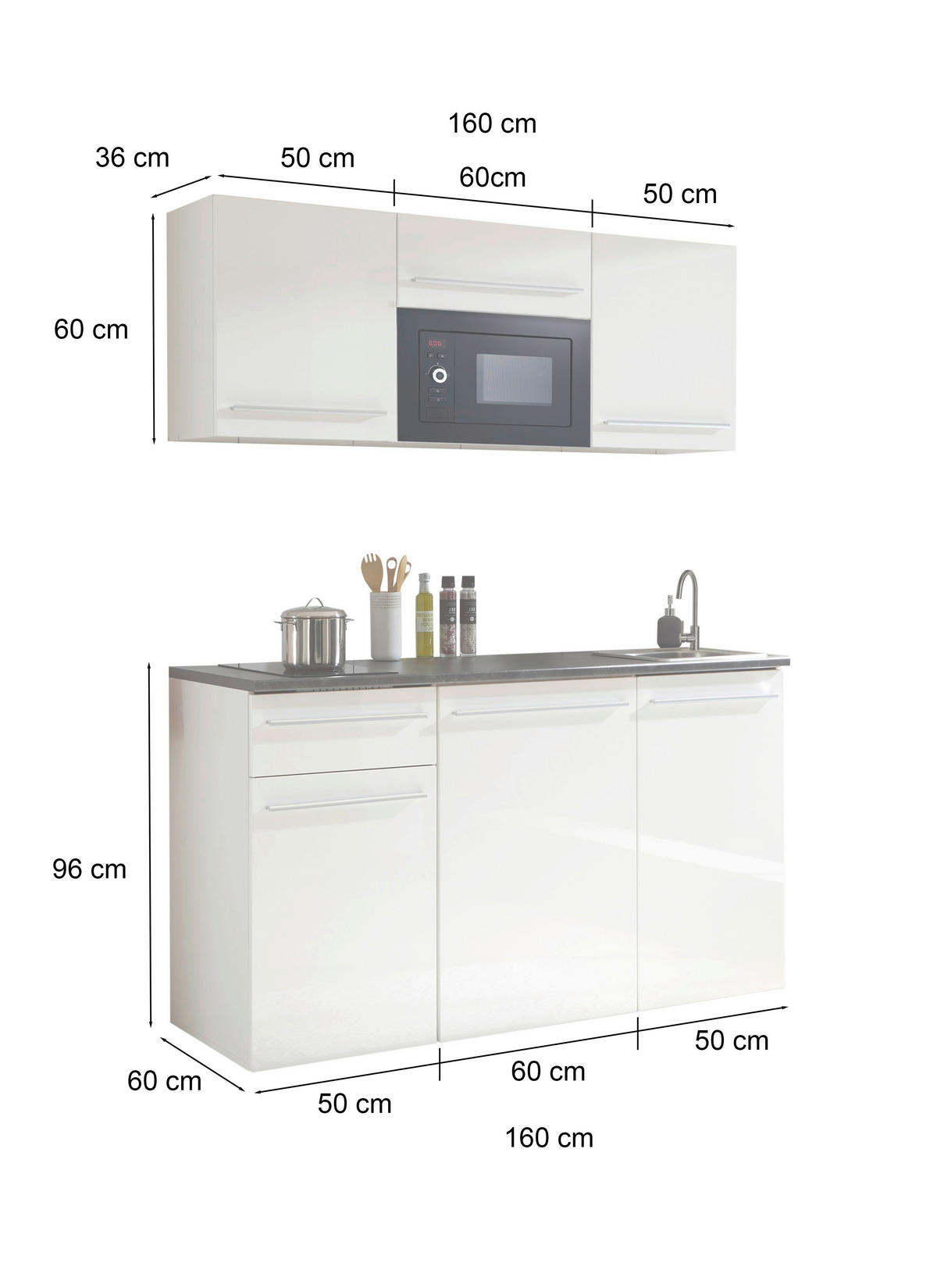 KÜCHENLEERBLOCK 160 cm   in Braun, Eiche Artisan, Anthrazit  - Anthrazit/Schwarz, Trend, Holzwerkstoff/Kunststoff (160cm) - MID.YOU