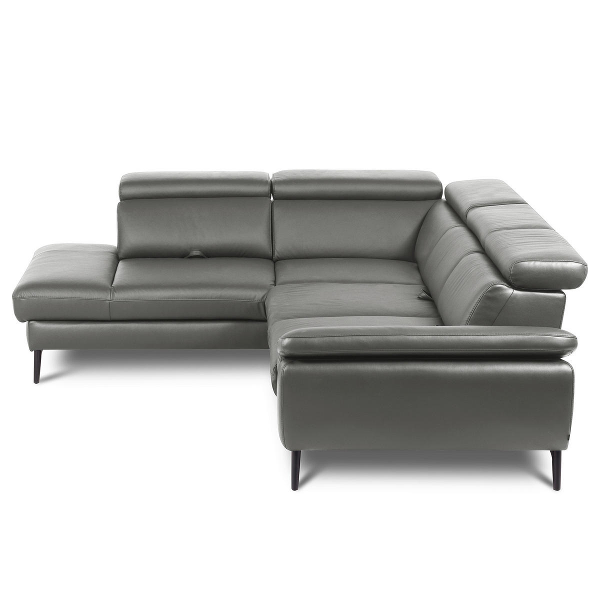 ECKSOFA  in Lederlook Echtleder Anthrazit  220/274 cm  - Anthrazit/Schwarz, Design, Leder/Textil (220/274cm) - Livetastic