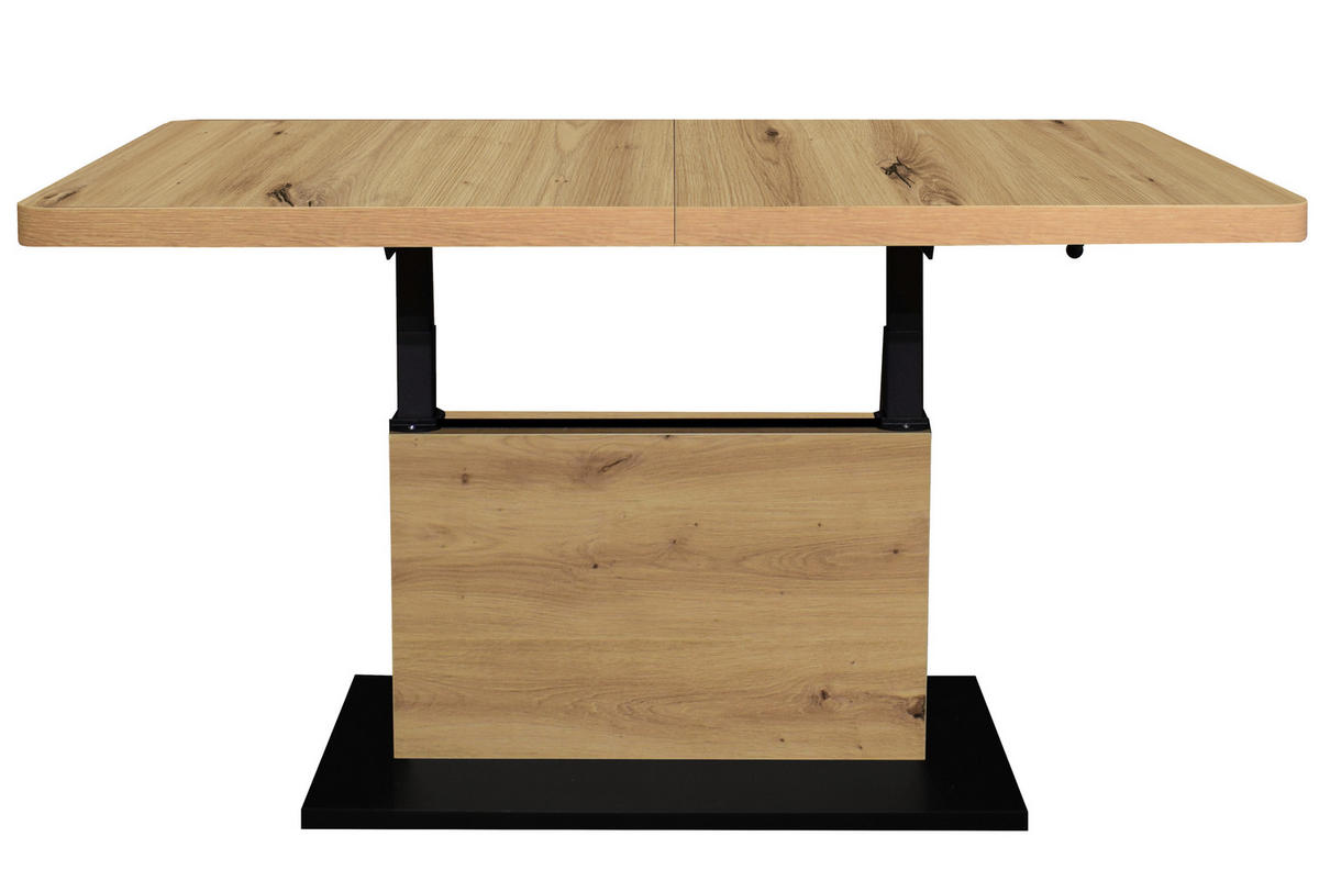 COUCHTISCH in Metall, Holzwerkstoff 120-160/70/56-75 cm  - Schwarz/Eiche Artisan, Design, Holzwerkstoff/Kunststoff (120-160/70/56-75cm) - Stylife