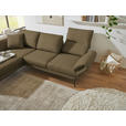 ECKSOFA  in Flachgewebe Khaki Armteilverstellung, Relaxfunktion, Drehsitzfunktion  175-224/255-365 cm  - Khaki/Schwarz, Design, Textil/Metall (175-224/255-365cm) - Dieter Knoll