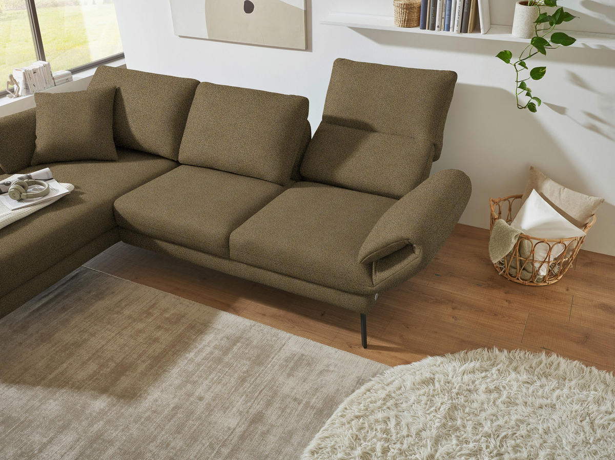 ECKSOFA  in Flachgewebe Khaki  175-224/255-365 cm  - Khaki/Schwarz, Design, Textil/Metall (175-224/255-365cm) - Dieter Knoll