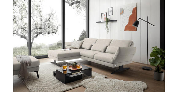 ECKSOFA  in Flachgewebe Naturfarben  176-217/279-327 cm  - Schwarz/Naturfarben, Design, Textil/Metall (176-217/279-327cm) - Dieter Knoll