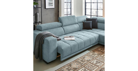 ECKSOFA in Mikrofaser Hellblau  - Schwarz/Hellblau, Design, Textil/Metall (301/207cm) - Xora