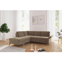 ECKSOFA ROCHELLE E Hellbraun Flachgewebe  - Hellbraun/Schwarz, KONVENTIONELL, Textil/Metall (216/240cm) - Sit & More