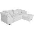 ECKSOFA Perlmutt Cord Zierkissen, Rückenkissen, Bettkasten, Schlaffunktion, Rücken echt, Liegefläche im Originalstoff  - Perlmutt/Schwarz, KONVENTIONELL, Textil/Metall (258/168cm) - Carryhome