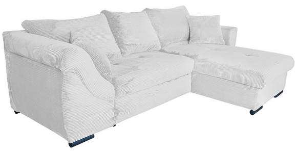 ECKSOFA Perlmutt Cord Zierkissen, Rückenkissen, Bettkasten, Schlaffunktion, Rücken echt, Liegefläche im Originalstoff  - Perlmutt/Schwarz, KONVENTIONELL, Textil/Metall (258/168cm) - Carryhome