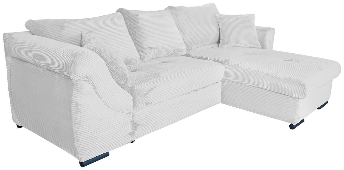 ECKSOFA Perlmutt Cord Zierkissen, Rückenkissen, Bettkasten, Schlaffunktion, Rücken echt, Liegefläche im Originalstoff  - Perlmutt/Schwarz, KONVENTIONELL, Textil/Metall (258/168cm) - Carryhome