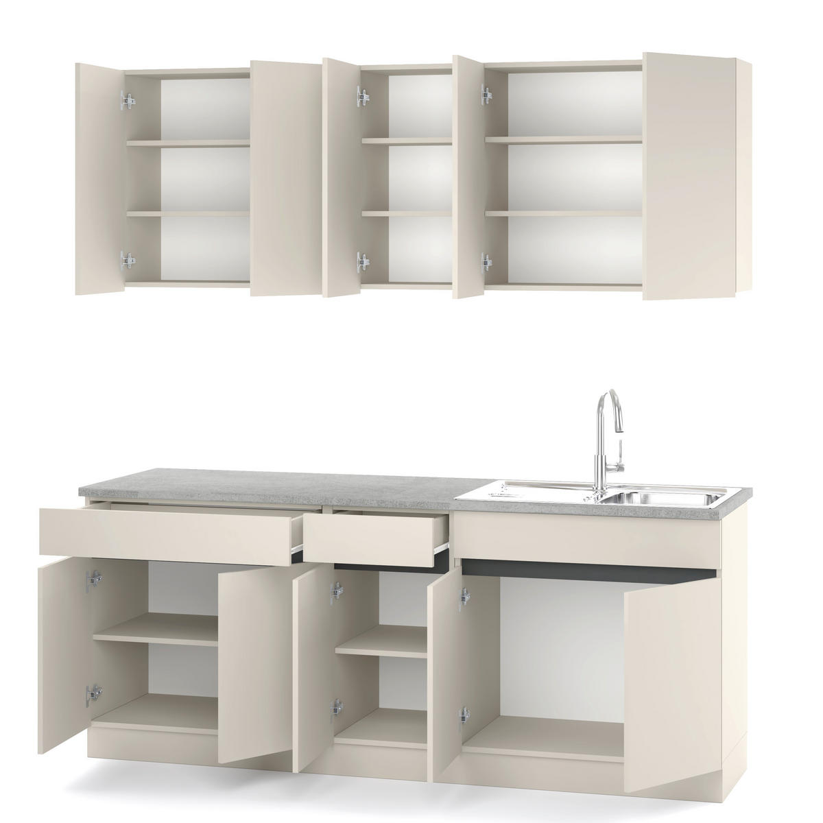 BLOK KUHINJA BEZ APARATA  antracit, kašmir  - kašmir/antracit, Konvencionalno, drvni materijal