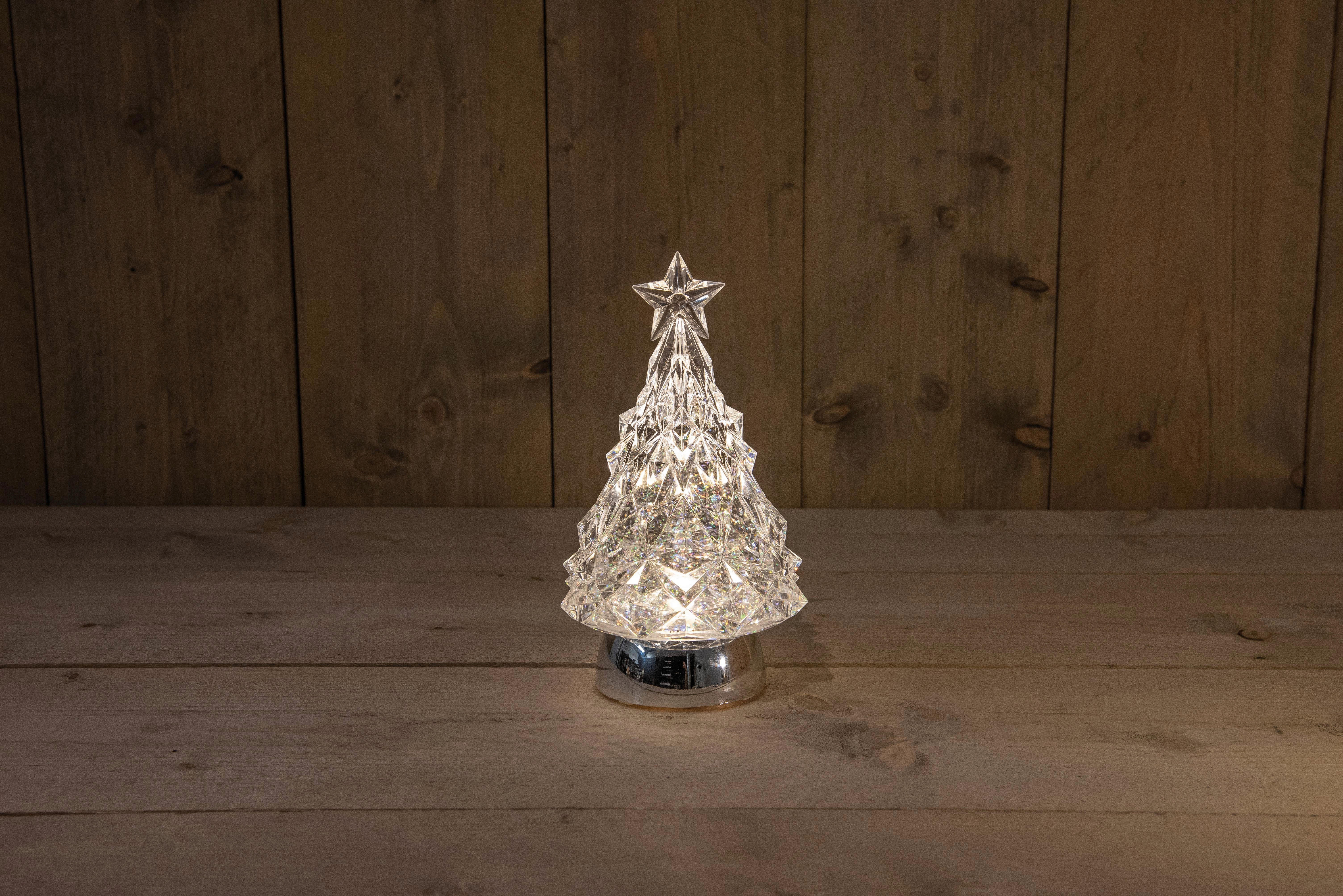 LED Weihnachts Baum Fenster Tisch Lampe Glas klar Glitzer Stern Ess Zimmer Deko 