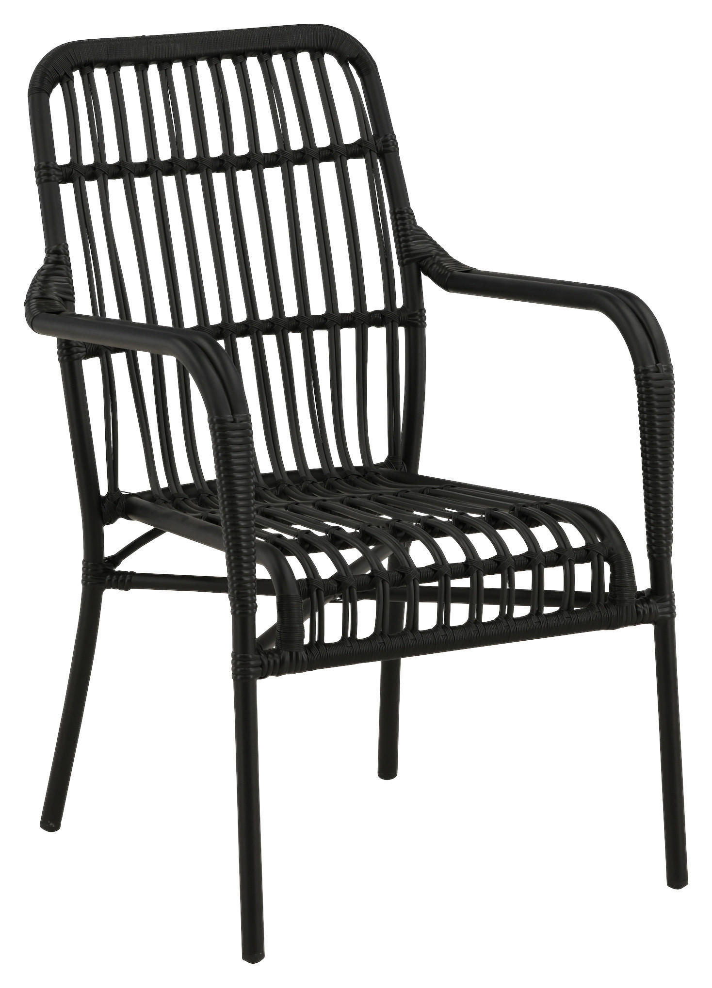 LOUNGESESSEL Schwarz Aluminium  - Schwarz, KONVENTIONELL, Kunststoff/Metall (57/90/64cm) - Gardenson