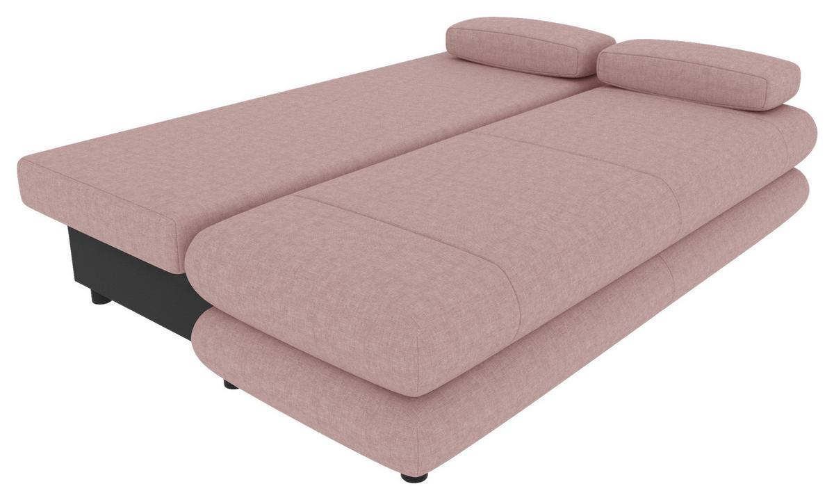 SCHLAFSOFA  mit Liegefunktion, Rücken echt Mikrofaser Rosa  - Schwarz/Rosa, KONVENTIONELL, Kunststoff/Textil (212/93/90cm) - Carryhome