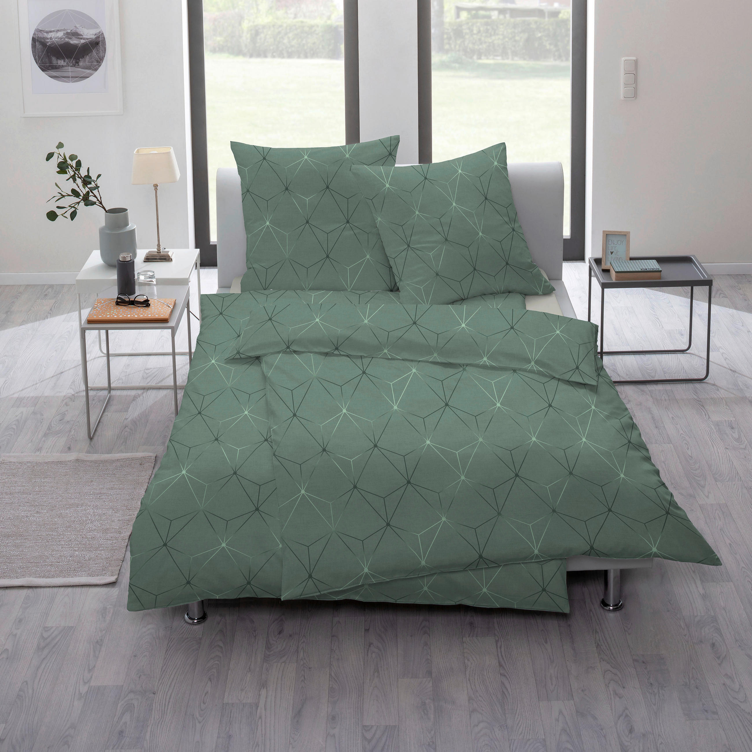BETTWÄSCHE 155/220 cm ATELIER Makosatin  - Grün, Design, Textil (155/220cm) - Estella