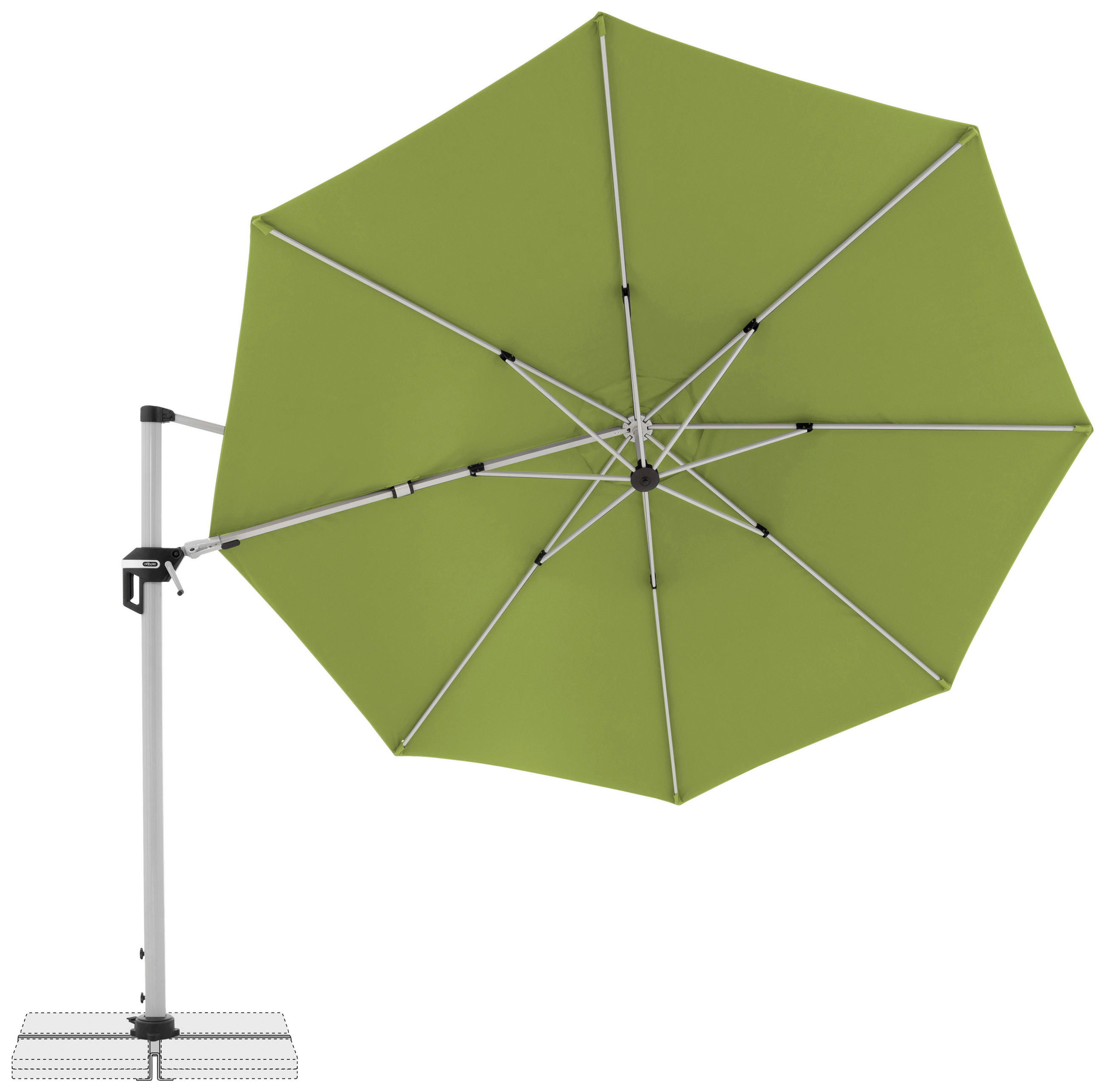 AMPELSCHIRM 370 cm Grün  - Silberfarben/Grün, Basics, Textil/Metall (370cm) - Doppler