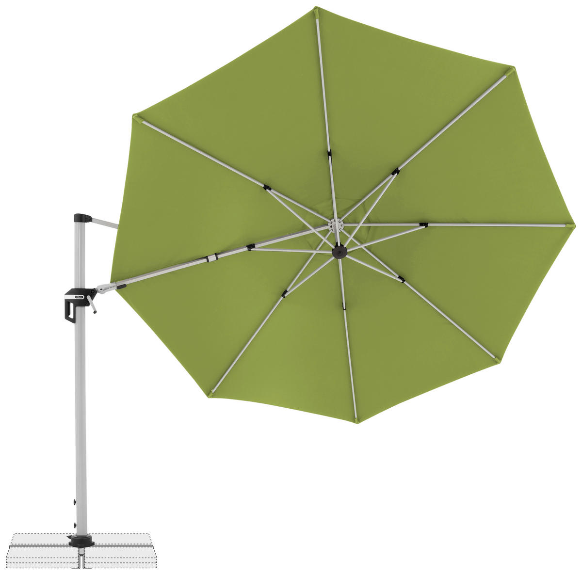AMPELSCHIRM 370 cm Grün  - Silberfarben/Grün, Basics, Textil/Metall (370cm) - Doppler