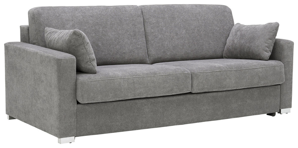SCHLAFSOFA in Textil Dunkelgrau  - Chromfarben/Dunkelgrau, Konventionell, Textil/Metall (208/86/97cm) - Novel