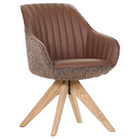 ARMLEHNSTUHL  in Chenille, Lederlook  - Eichefarben/Cognac, KONVENTIONELL, Holz/Textil (60/83/65cm) - home24