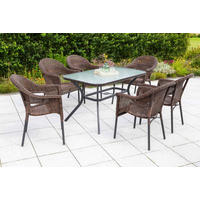 GARTENTISCHGRUPPE Aluminium  - Dunkelbraun/Graphitfarben, KONVENTIONELL, Glas/Kunststoff - Gardenson