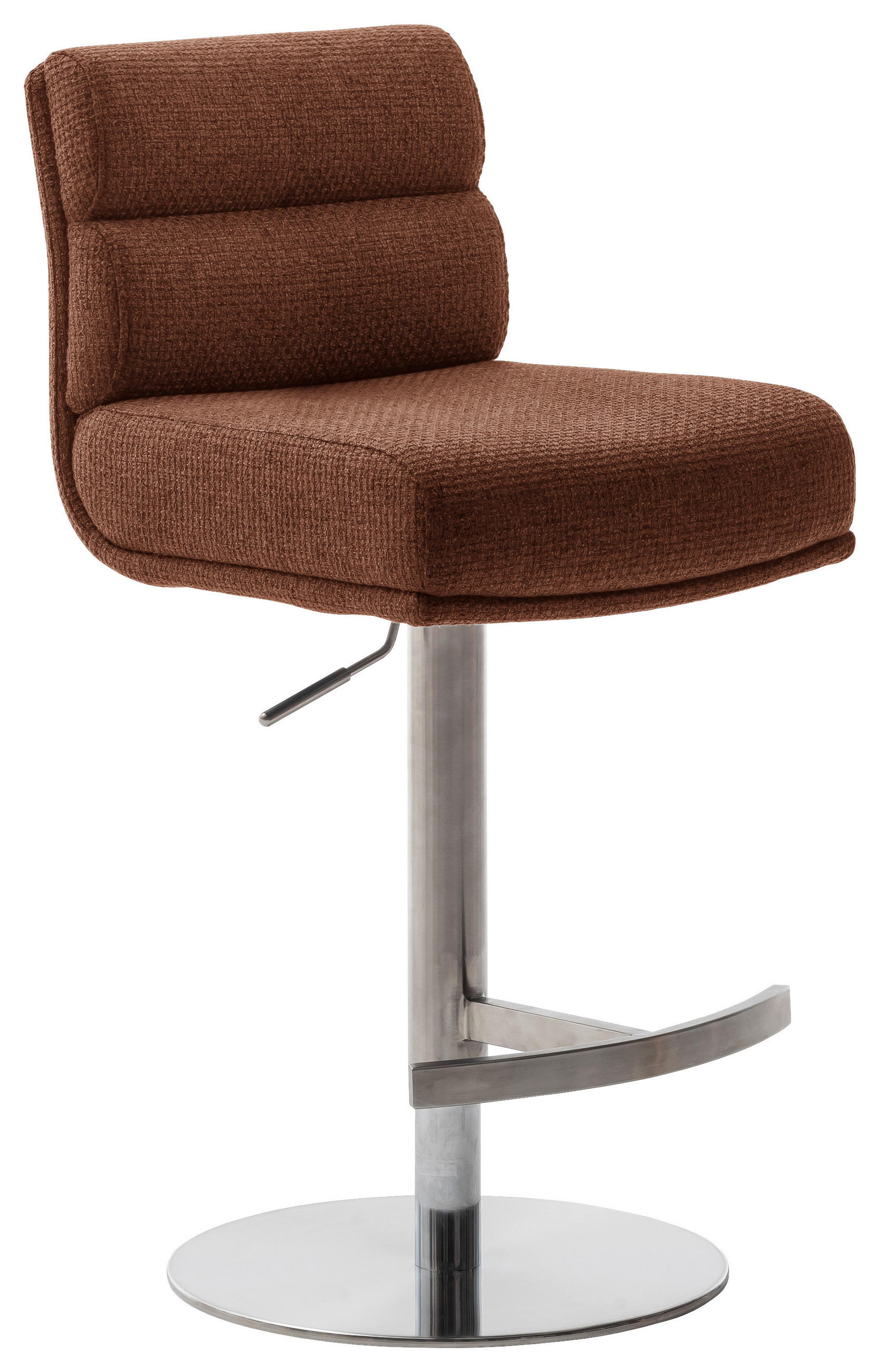 BARHOCKER Webstoff Edelstahlfarben, Rostfarben Edelstahl Stoffauswahl, Typenauswahl, Sitzfläche 360° drehbar  - Edelstahlfarben/Rostfarben, Design, Textil/Metall (43/84/52cm) - Dieter Knoll