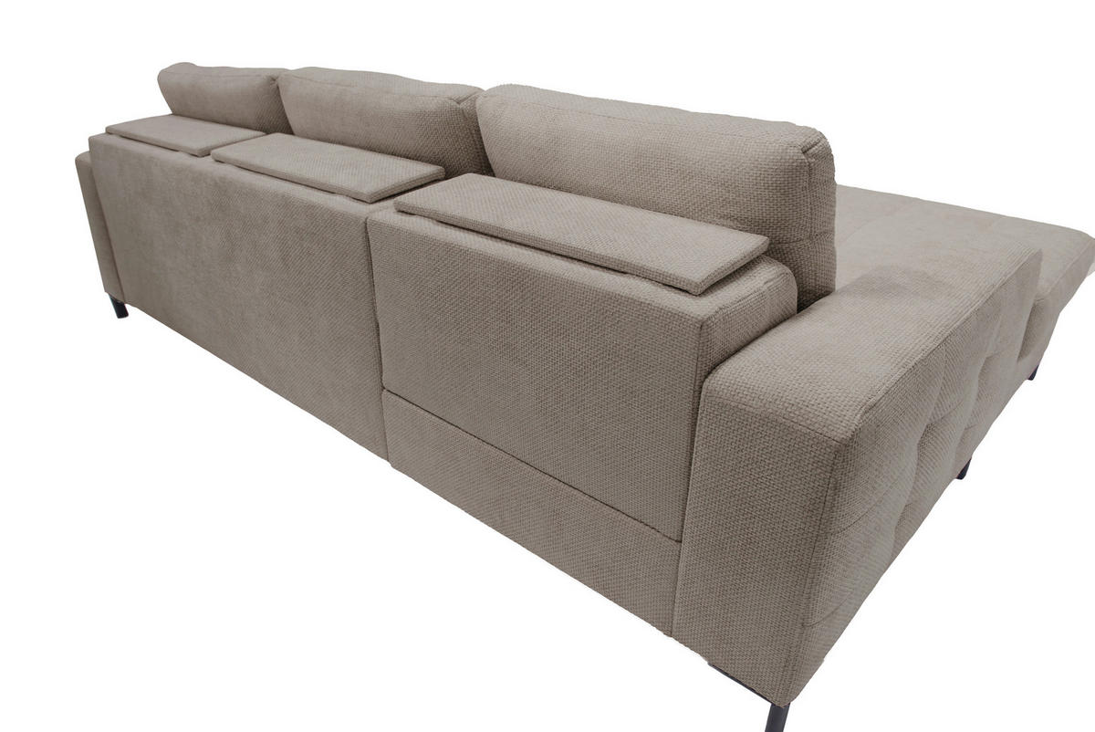 ECKSOFA in Struktur Hellbraun  176/255 cm  - Hellbraun/Schwarz, Design, Textil/Metall (176/255cm) - Livetastic