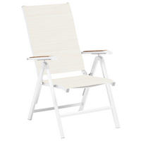 KLAPPSESSEL Netzbespannung Teakholz Hartholz Weiß, Ecru  - Ecru/Weiß, Basics, Holz/Textil (50/110/65cm) - Kettler