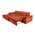 ECKSOFA in Mikrofaser Orange 180/265 cm - Chromfarben/Orange, Design, Textil/Metall (180/265cm) - Carryhome