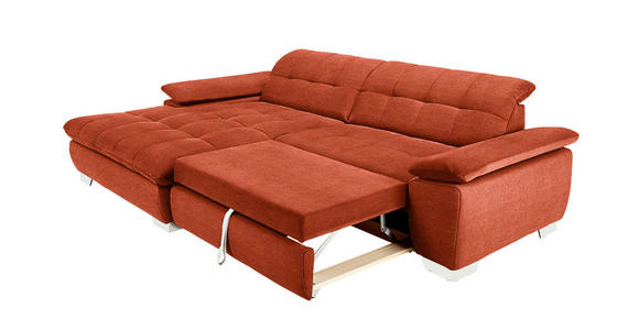 ECKSOFA in Mikrofaser Orange 180/265 cm - Chromfarben/Orange, Design, Textil/Metall (180/265cm) - Carryhome