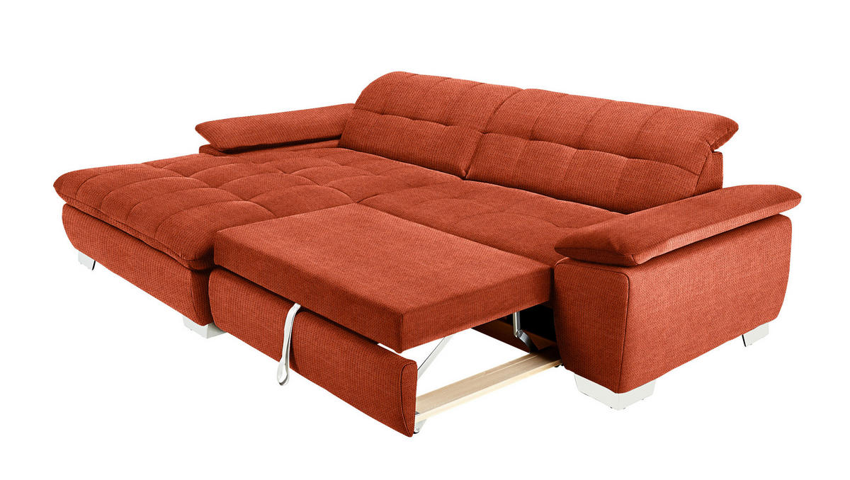 ECKSOFA in Mikrofaser Orange  - Chromfarben/Orange, Design, Textil/Metall (180/265cm) - Carryhome