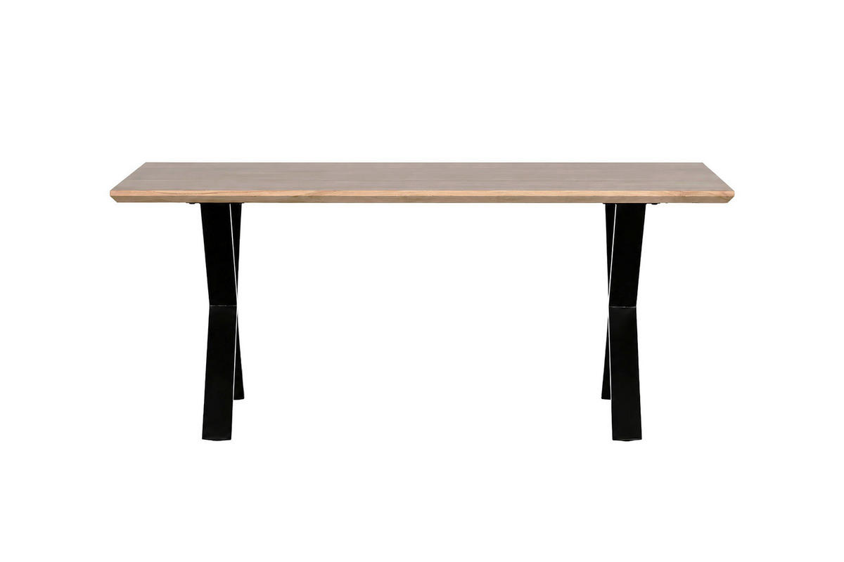 ESSTISCH 160/90/76 cm Echtholz  Holz, Metall rechteckig Akaziefarben  - Schwarz/Akaziefarben, MODERN, Holz/Metall (160/90/76cm) - MID.YOU