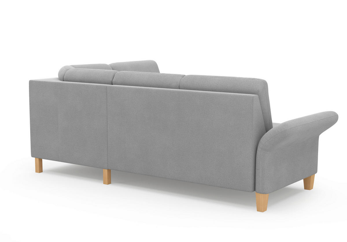 ECKSOFA ROCHELLE E Grau Flachgewebe  - Eichefarben/Grau, KONVENTIONELL, Holz/Textil (240/216cm) - Sit & More