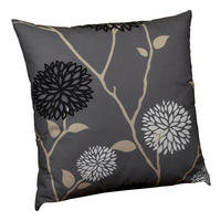 ZIERKISSEN in Grau, Schwarz, Beige Blume 50/19 cm  - Beige/Schwarz, Design, Textil (50/19cm)