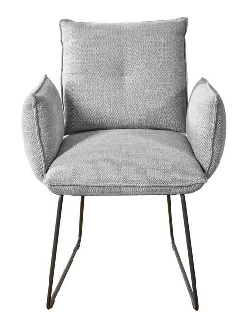 ARMLEHNSTUHL  in Stahl Struktur  - Hellgrau/Schwarz, Design, Textil/Metall (65/90/70cm) - Dieter Knoll