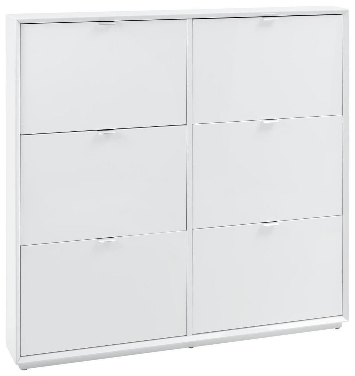 BILLENŐS CIPŐSSZEKRÉNY 127/122/18 cm  - nemesacél/fehér, Design, faalapú anyag/fém (127/122/18cm) - Xora