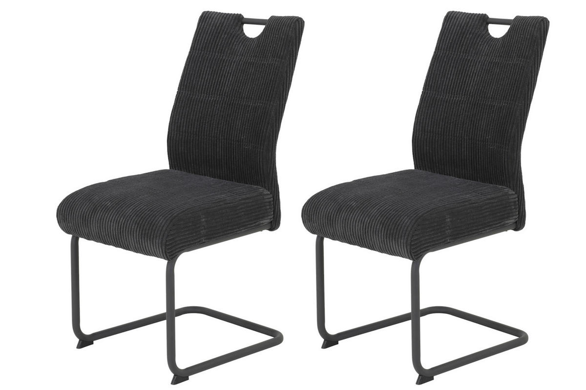 SCHWINGSTUHL-SET 2 Stück  in Stahl Cord  - Anthrazit, MODERN, Textil/Metall (47/99/63cm) - MID.YOU