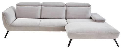 ECKSOFA Hellgrau Cord  - Hellgrau/Schwarz, Design, Textil/Metall (301/202cm) - Moderano