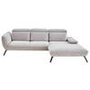 ECKSOFA in Cord Hellgrau  - Hellgrau/Schwarz, Design, Textil/Metall (301/202cm) - Moderano