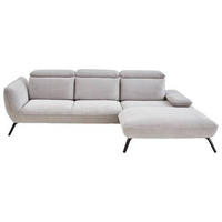 ECKSOFA in Cord Hellgrau  - Hellgrau/Schwarz, Design, Textil/Metall (301/202cm) - Moderano