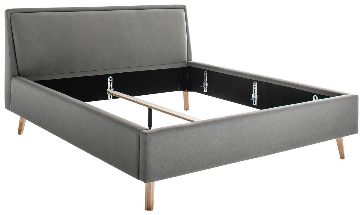 POLSTERBETT 160/200 cm  in Hellgrau  - Eichefarben/Hellgrau, Konventionell, Holz/Textil (160/200cm) - Livetastic