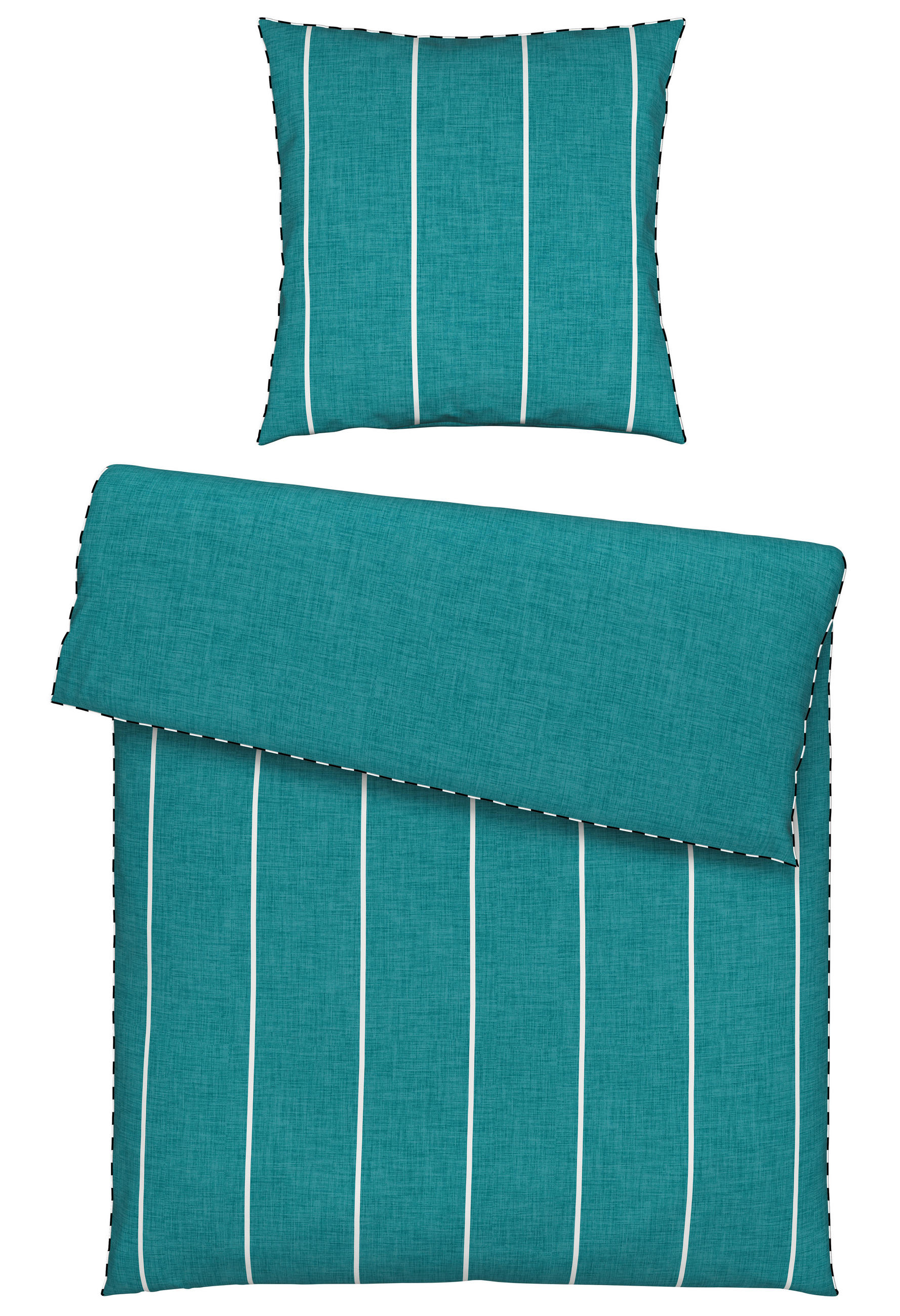 WENDEBETTWÄSCHE Crest Renforcé 155/220 cm  - Petrol, KONVENTIONELL, Textil (155/220cm) - Novel