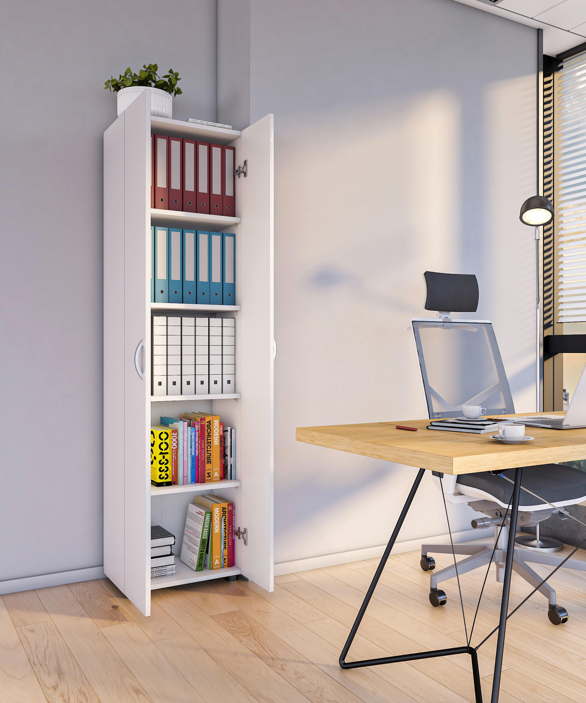 AKTENSCHRANK 49/178/34 cm  - Weiß, MODERN, Holzwerkstoff (49/178/34cm) - MID.YOU