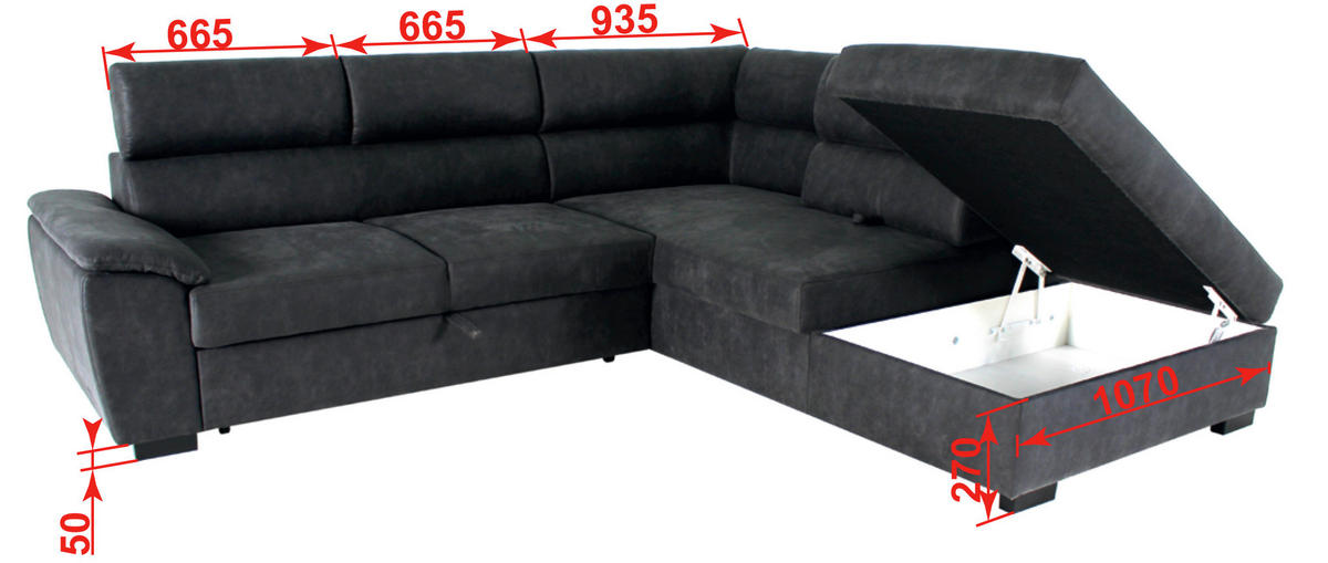 ECKSOFA  Lederlook Taupe  - Taupe/Schwarz, Design, Kunststoff/Textil (263/230cm) - Hom`in