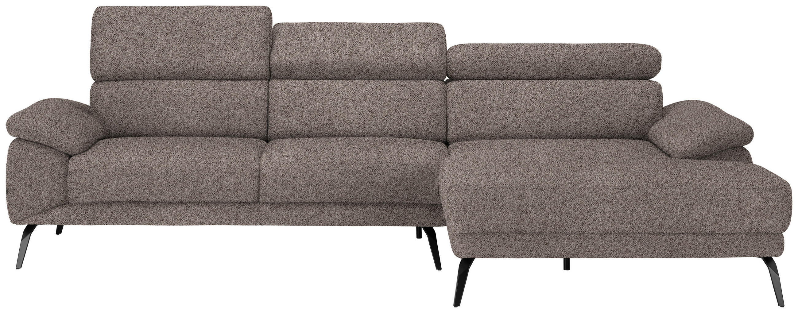 ECKSOFA in Velours Graubraun  - Graubraun/Schwarz, Design, Textil/Metall (295/187cm) - Novel