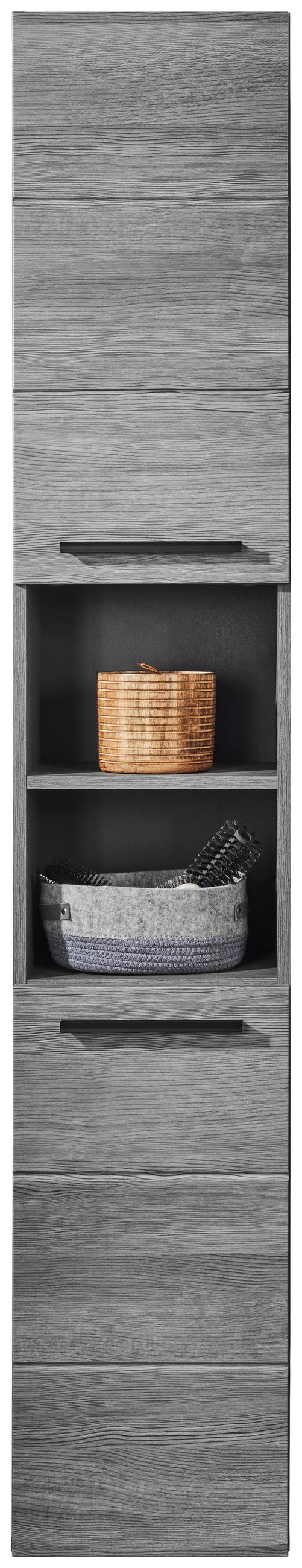 HOCHSCHRANK 34/190/30 cm  - Silberfarben/Schwarz, Modern, Holzwerkstoff/Kunststoff (34/190/30cm) - MID.YOU