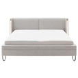 POLSTERBETT Beleuchtung 140/200 cm  in Creme  - Creme/Schwarz, MODERN, Textil/Metall (140/200cm) - Novel