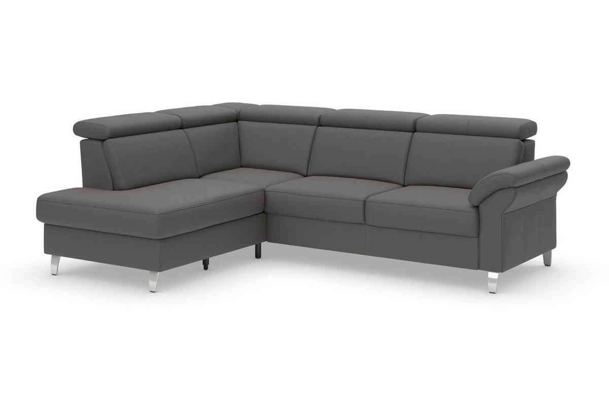 ECKSOFA 194/245 cm ARNGAST E in Echtleder Mokka Kopfteilverstellung  194/245 cm  - Chromfarben/Mokka, Basics, Leder/Textil (194/245cm) - Sit & More