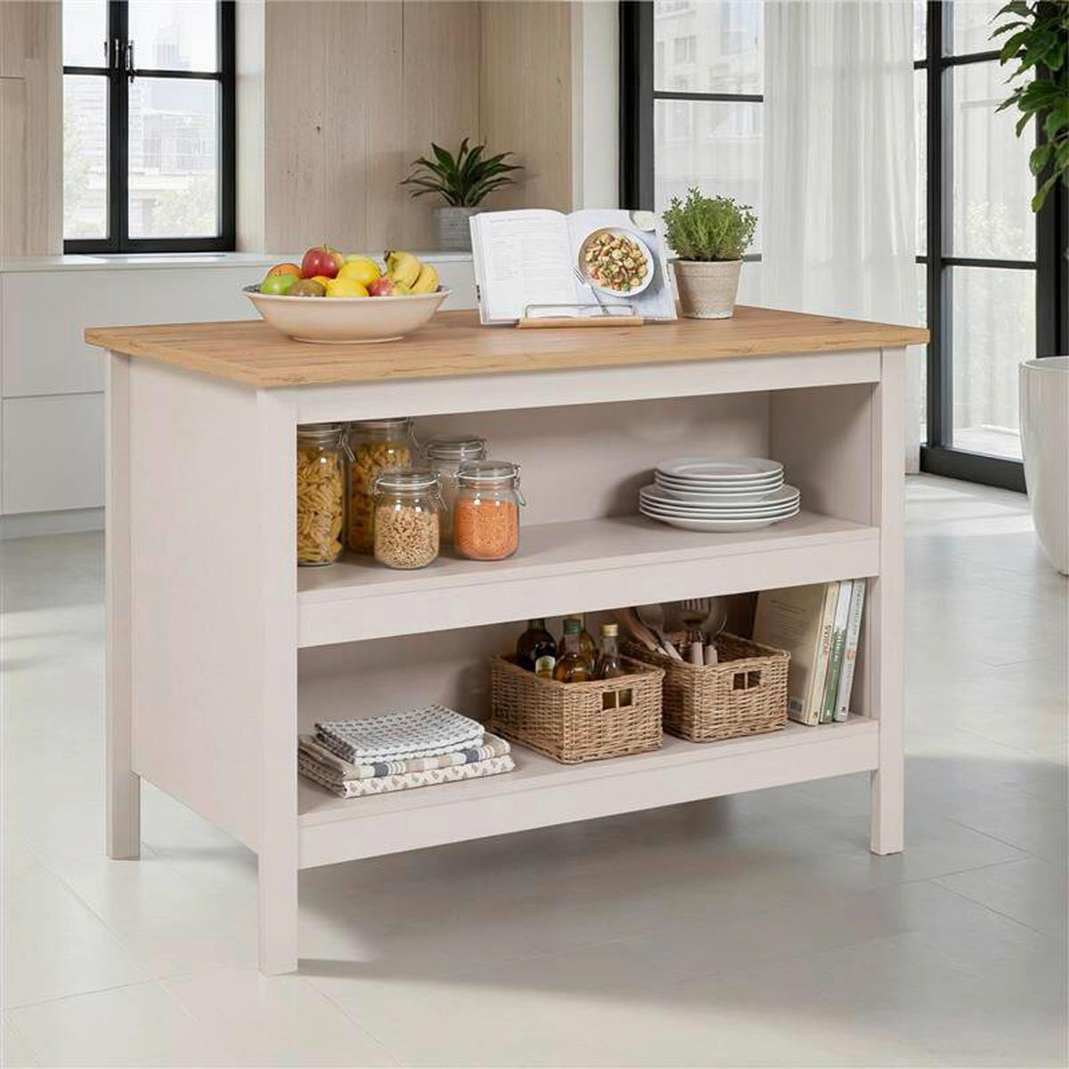 KUHINJSKI OTOK - kašmir/hrast artisan, Moderno, leseni material (124/91,5/75cm) - Xora