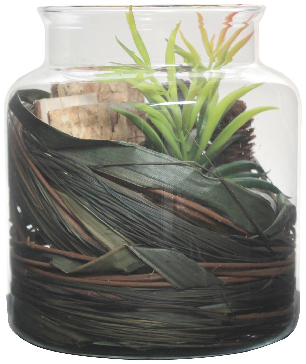 DEKOGLAS 20 cm  - Naturfarben, Lifestyle, Glas/Naturmaterialien (18/20/18cm) - Kayoom