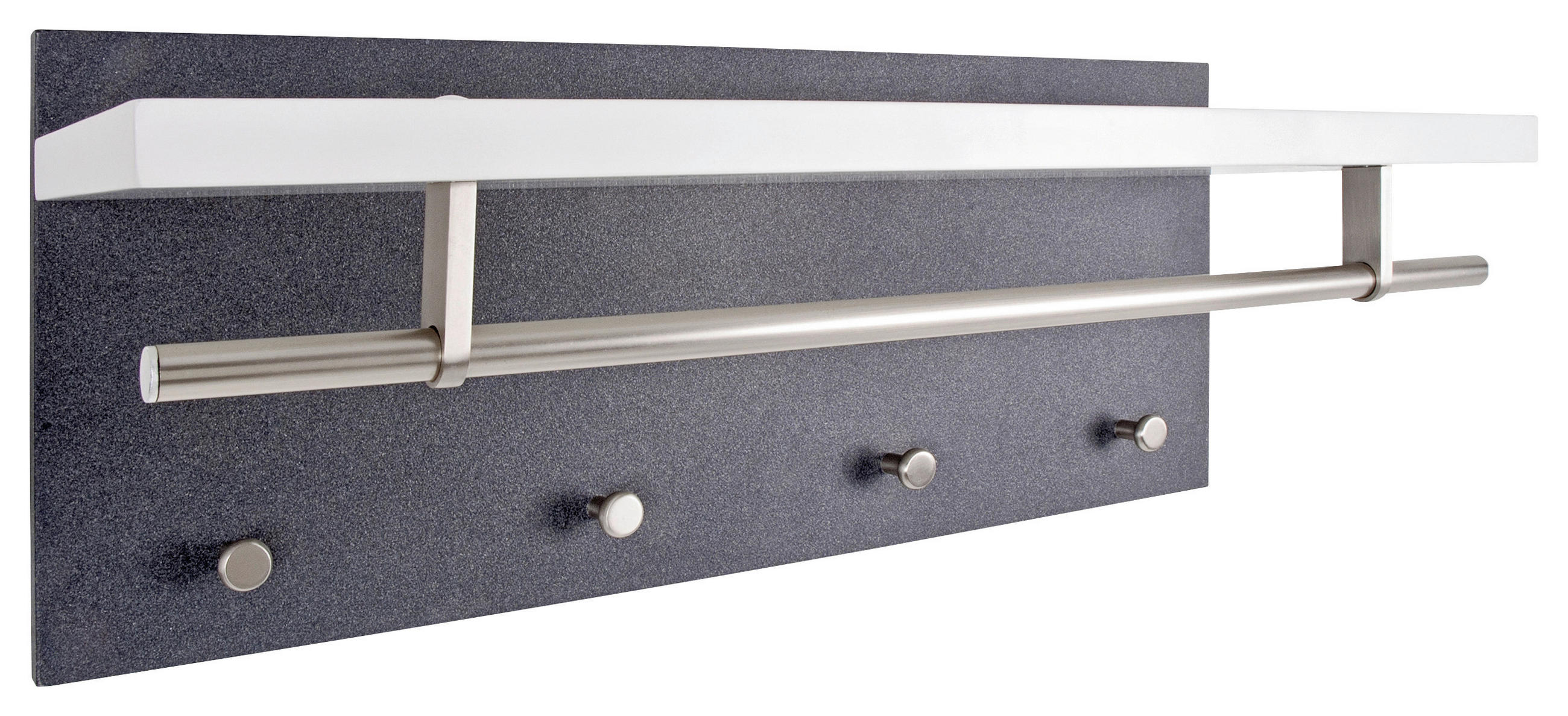 WANDGARDEROBE  in Schwarz, Weiß, Edelstahlfarben  - Edelstahlfarben/Schwarz, Design, Holzwerkstoff/Metall (75/30/26cm) - Carryhome