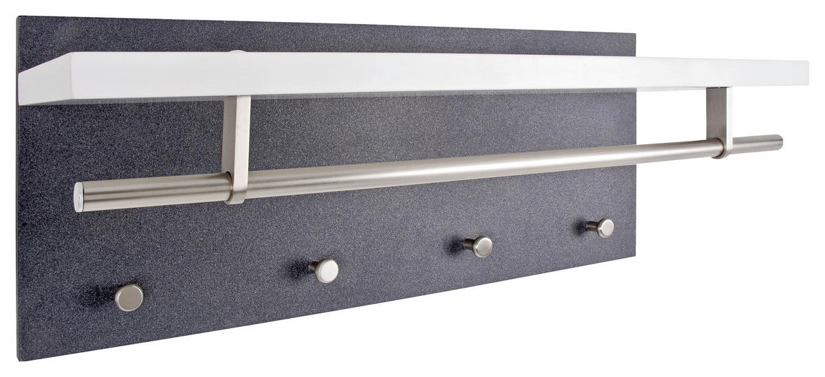 WANDGARDEROBE  in Schwarz, Weiß, Edelstahlfarben  - Edelstahlfarben/Schwarz, Design, Holzwerkstoff/Metall (75/30/26cm) - Carryhome